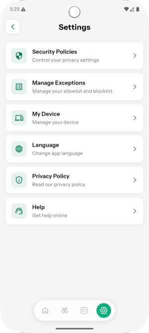 Settings Main