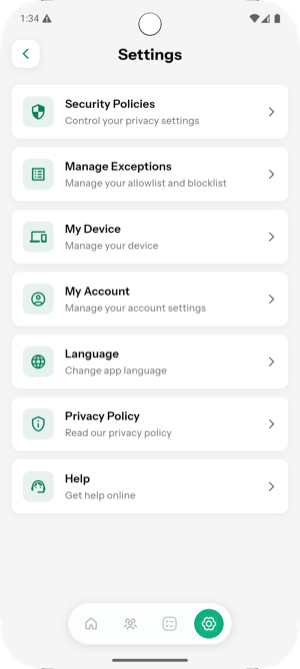 Settings Main
