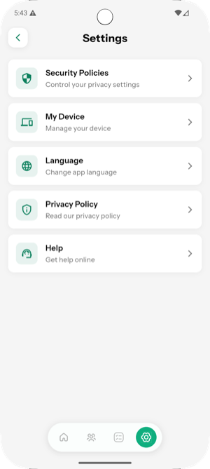 Settings Main