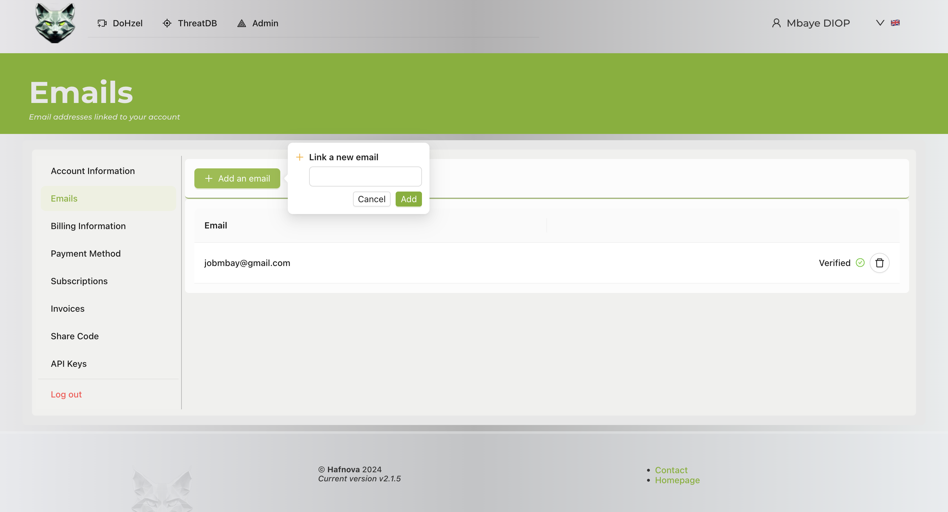 Emails Section