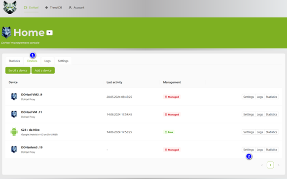 DoHzel console: remove a device